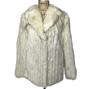 Saga Fox Fur Coat White Cream Gray